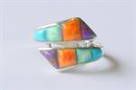 Eksklusiv ring af multicolor turkis og sterling s�lv